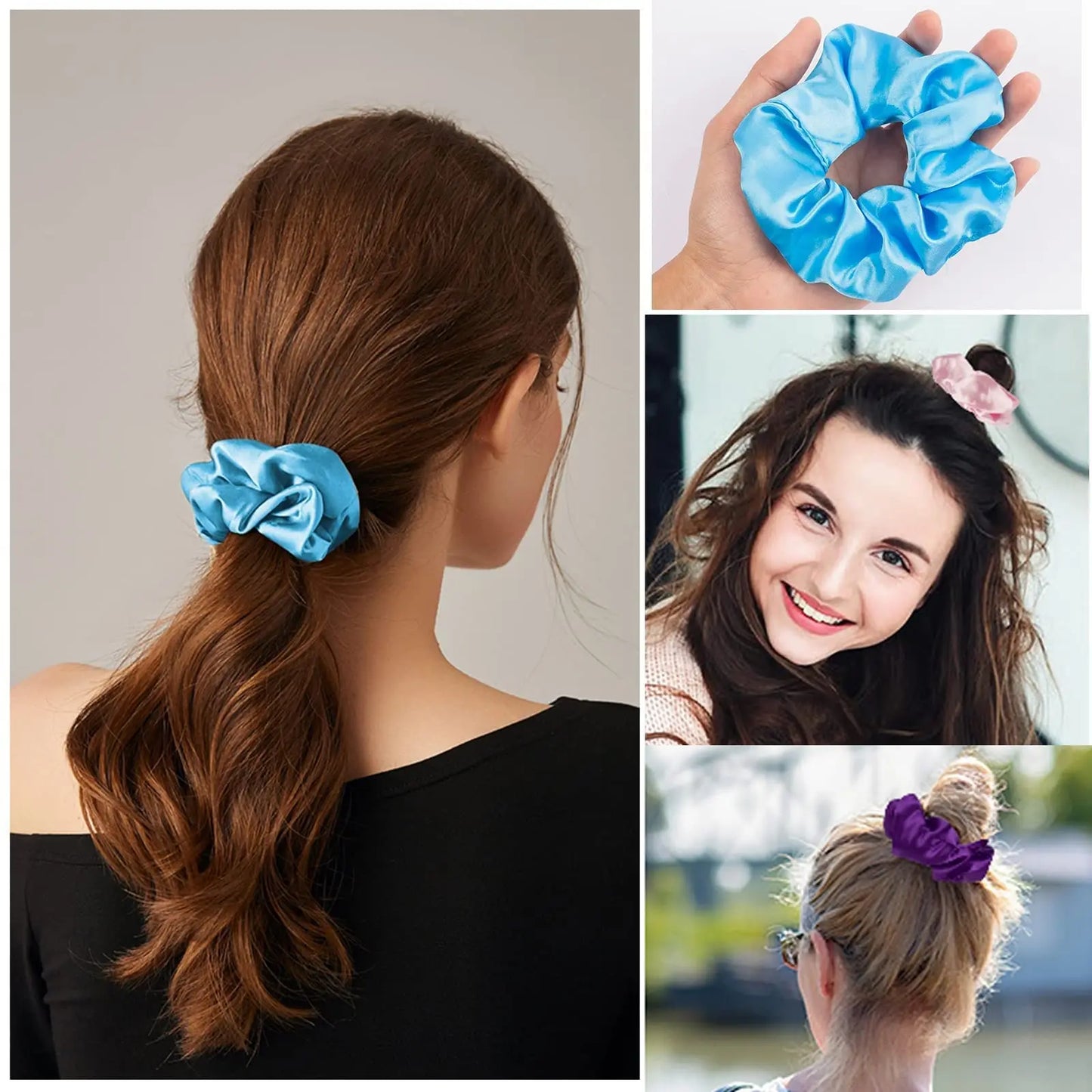 9-Piece LED Light Hair Scrunchies - Satin Elastic Bands for Girls - Halloween & Christmas Glow-in-the-Dark Party Supplies