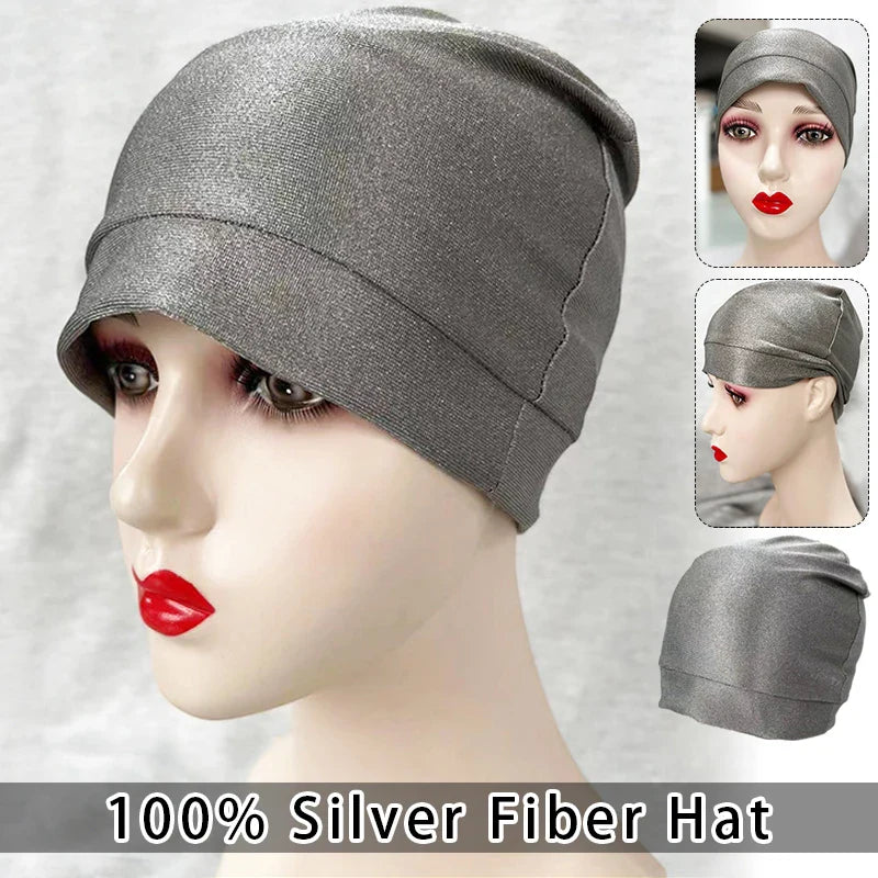 Silver Fiber EMF Protection Cap - Shield Against Radiation, RFID, and Electromagnetic Waves - Computer & EMF Protection Hat Beanie