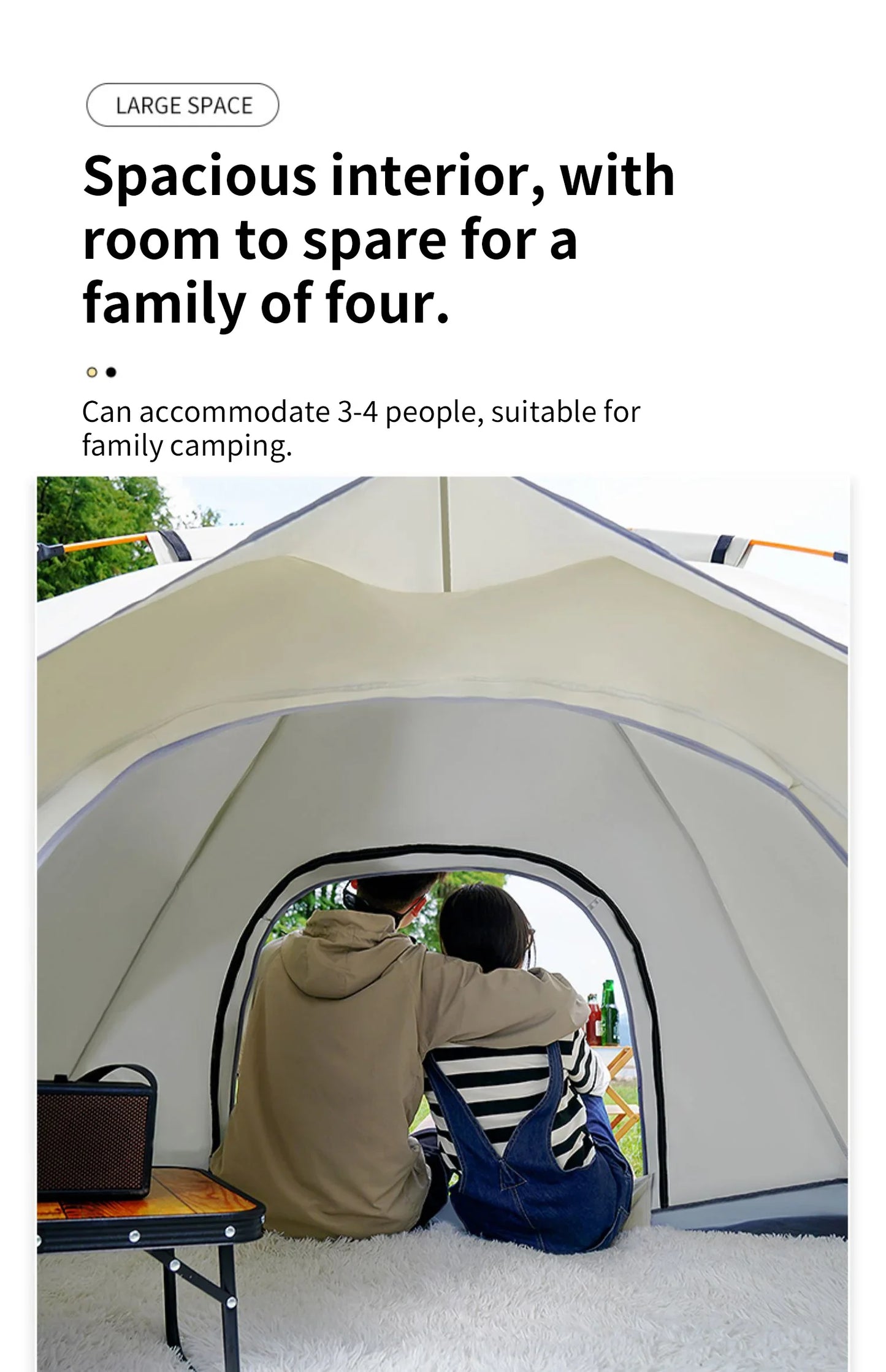 Outdoor Folding Tent – Fully Automatic Quick Opening, 3-4 Person Self-Driving Camping Tent, Rain & Sun Proof, Portable