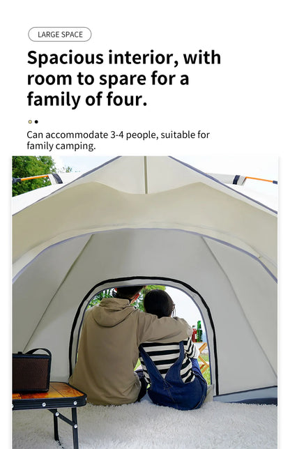 Outdoor Folding Tent – Fully Automatic Quick Opening, 3-4 Person Self-Driving Camping Tent, Rain & Sun Proof, Portable