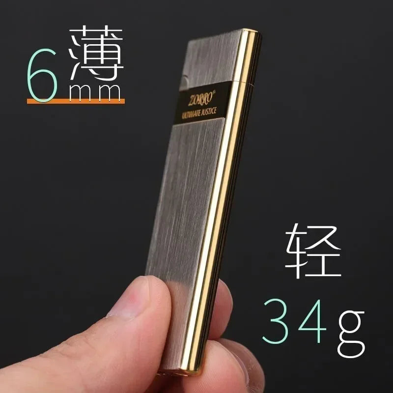 Zorro 636 Ultra-Thin Metal Butane Lighter – Inflatable Grinding Wheel Design, Smoking Accessory & Men’s Holiday Gift