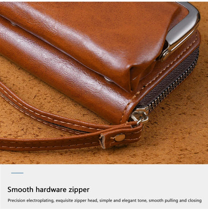Women’s Fashion Minimalist Wrist Strap Wallet – Retro Short Zero Wallet with Large Capacity, Multi-Card Pockets & Money Clip