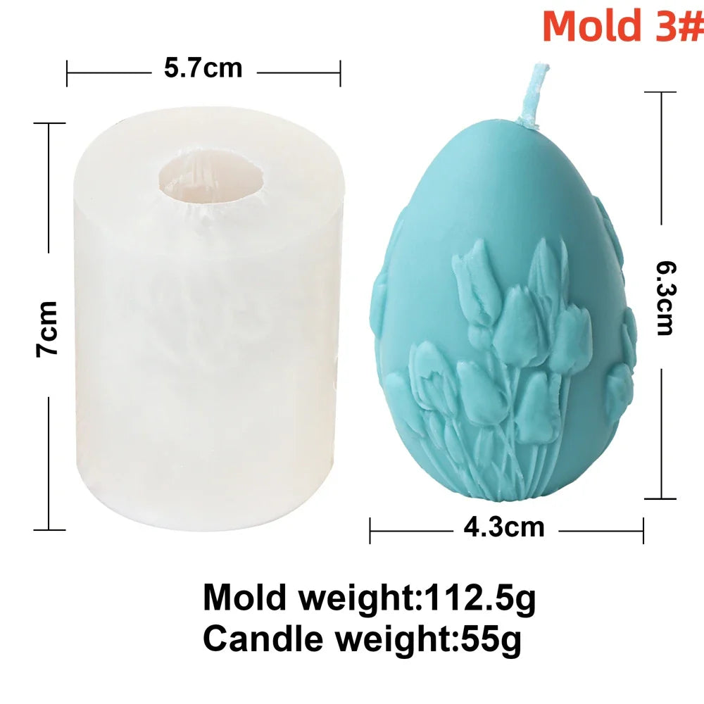 3D Easter Egg Scented Candle Silicone Mold – DIY Embossed Butterfly & Flower Egg Shape for Candle & Plaster Making, Easter Gift