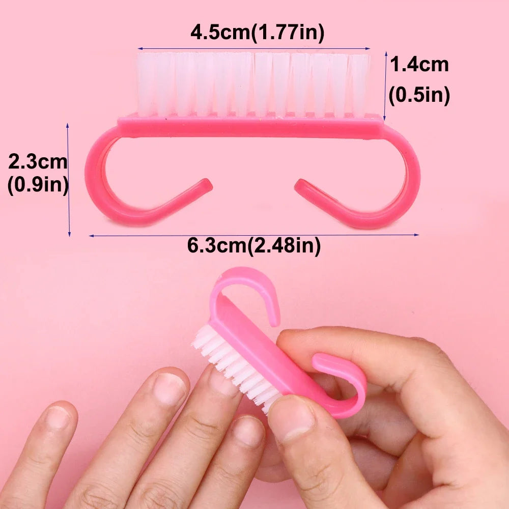 100pcs Nail Cleaning Brush Set - Colorful Soft Plastic Dust Remover Tools for Nail Art, Manicure & Pedicure Care