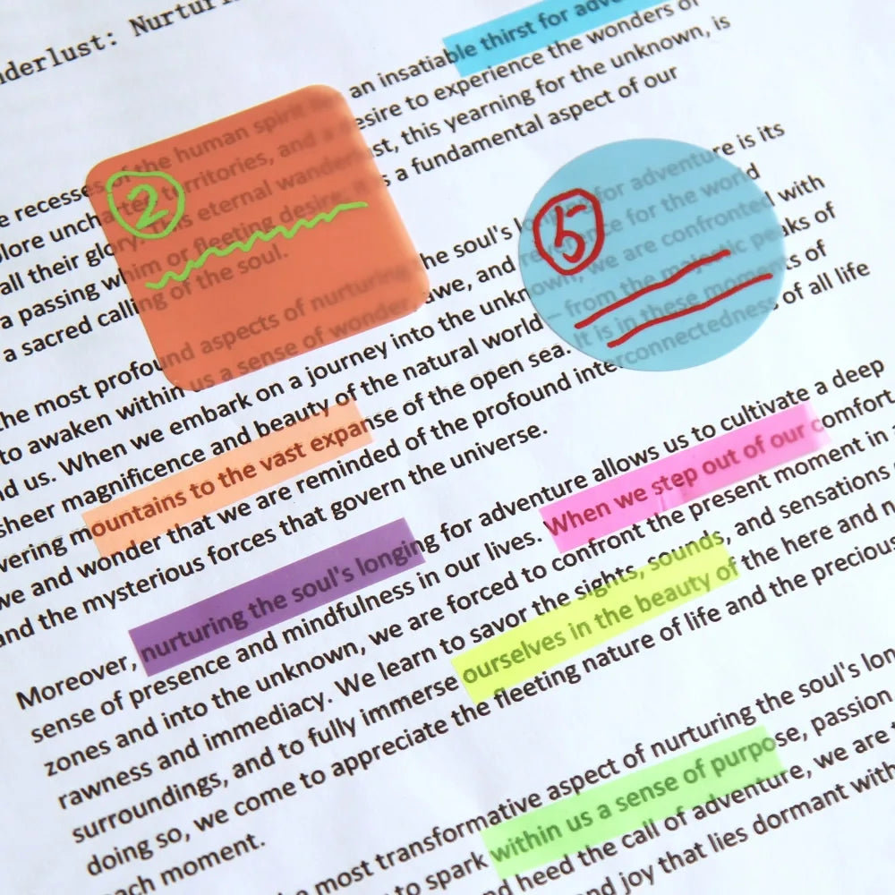 2400S Transparent Colorful Index Memo Pads - Creative Self-Adhesive Sticky Notes, Office & School Stationery