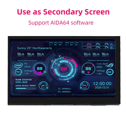 7 Inch Portable IPS Touch Screen Display – 1024x600 Monitor with Optional Speakers for Raspberry Pi 5/4B/3B+, Laptop, PC