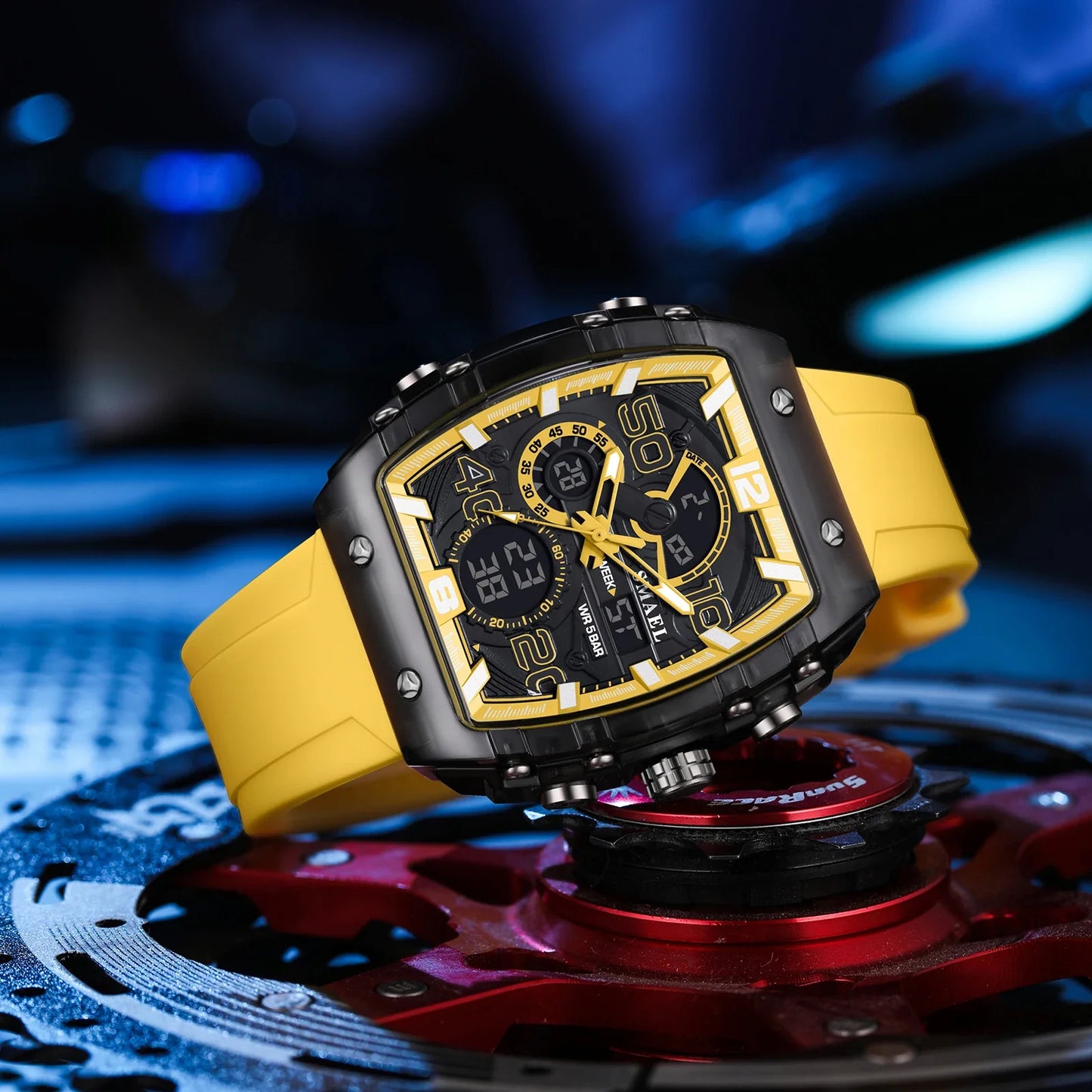 SMAEL 8109 Men’s Digital Sports Watch – Square Dual Display, Waterproof, Luminous, Multi-Color Fashion Electronic Wristwatch