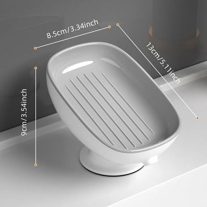 Self-Draining Soap Dish Holder - Suction Cup Bathroom Soap Box with Portable Design for Shower Accessories