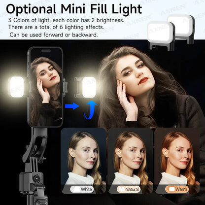 C17 AI Smart Gimbal Tripod – Foldable 360° Selfie Stick with Auto Face Tracking Quadruped Mobile Phone Holder