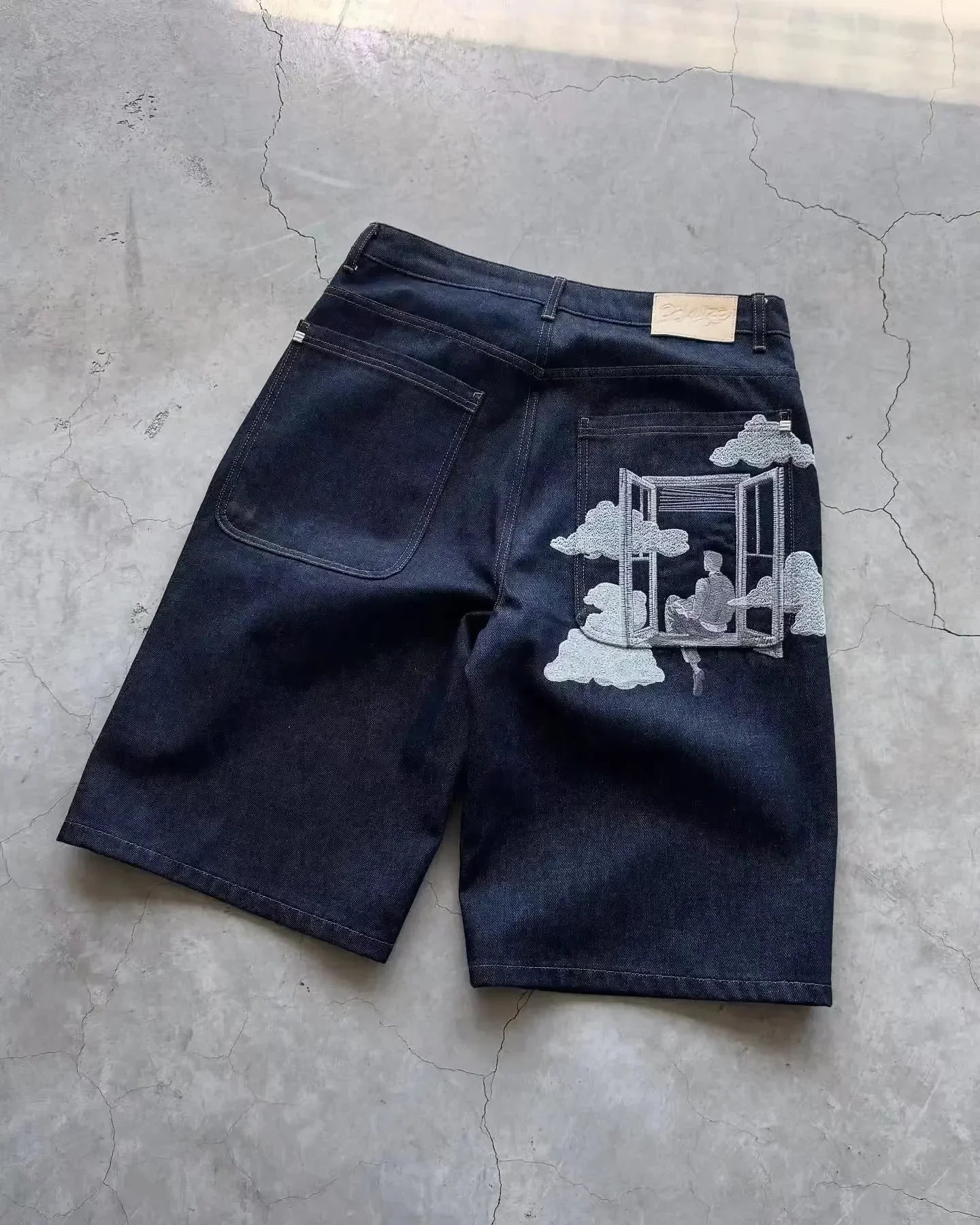 Men’s Black Floral Print Denim Shorts - Trendy Summer Casual Streetwear for Outdoor Wear