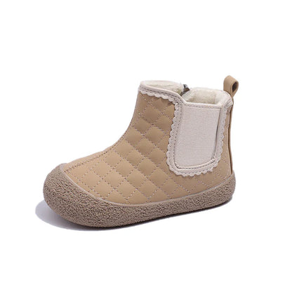 Autumn Winter Baby Girls Boots — Waterproof, Windproof, Non-Slip Plush Ankle Shoes for Kids
