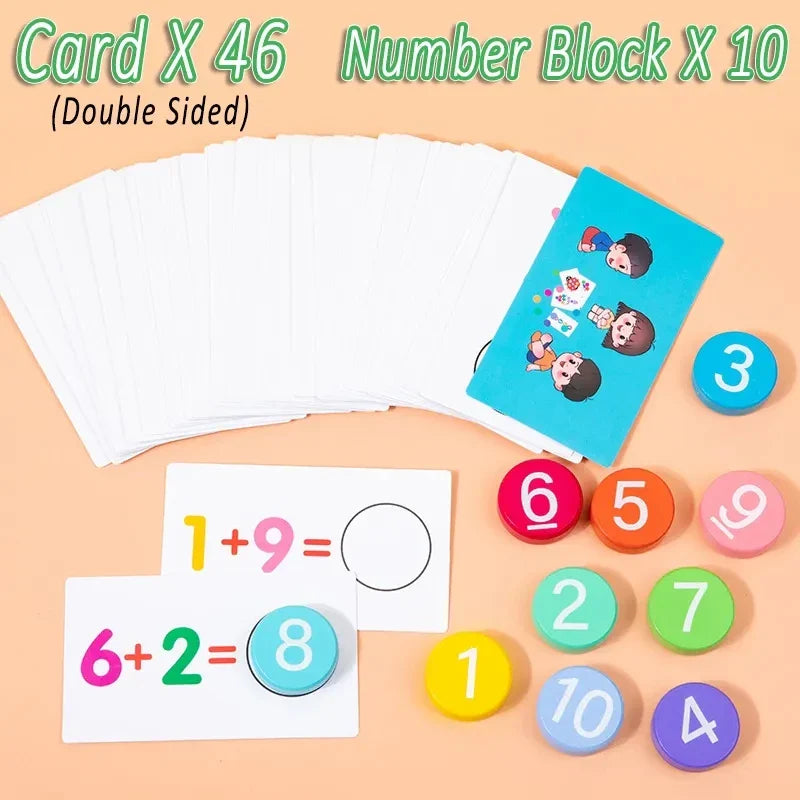 Kids Montessori Math Toy Set — Arithmetic Card Matching Games for Addition & Subtraction, Early Educational Counting Toy