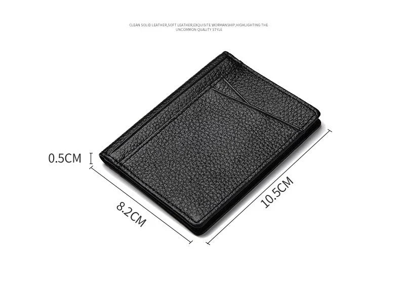YUECIMIE Super Slim Leather Wallet – Genuine Mini Credit Card Holder, Thin Soft Purse for Men