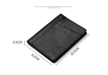 YUECIMIE Super Slim Leather Wallet – Genuine Mini Credit Card Holder, Thin Soft Purse for Men