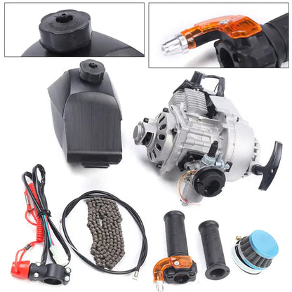 49CC 2-Stroke Pull Start Engine Motor Kit - Single Cylinder for Pocket Bikes, Mini Dirt Bikes, ATVs, and Scooters