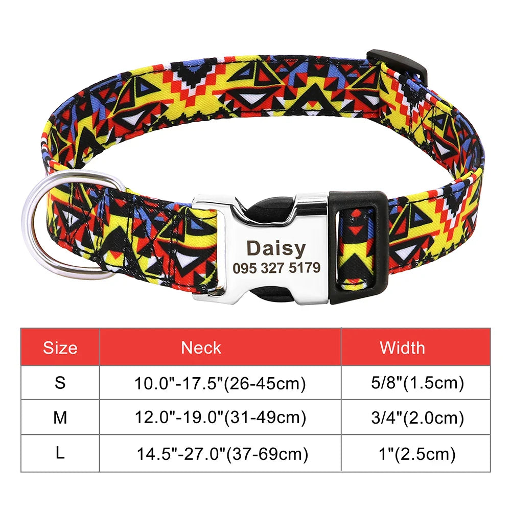 Adjustable Nylon Dog & Cat Collar – Personalized ID Collar with Engraved Name Buckle, Anti-Lost for Small, Medium & Large Pets