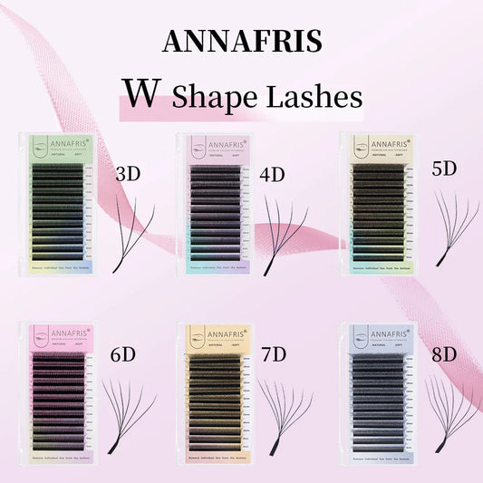 ANNAFRIS Premade Volume Lash Fans – YY 3D 4D 5D W-Shaped Automatic Flowering Mink Eyelash Extensions, Soft & Dense