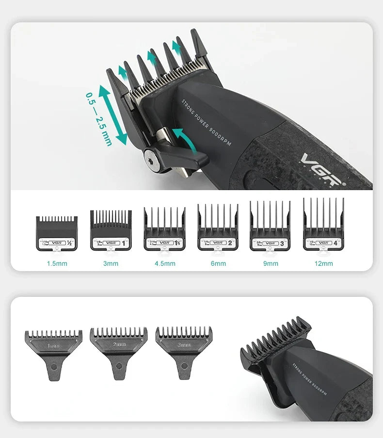 VGR V-640 Hair Trimmer – Professional Electric Hair Clipper, 9000 RPM Metal Trimmer for Men, Barber Hair Cutting Machine