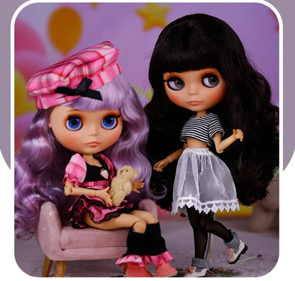 ICY DBS Blythe Doll – Tan Skin Matte Face with Eyebrows, 1/6 BJD Joint Body, Anime Christmas Gift
