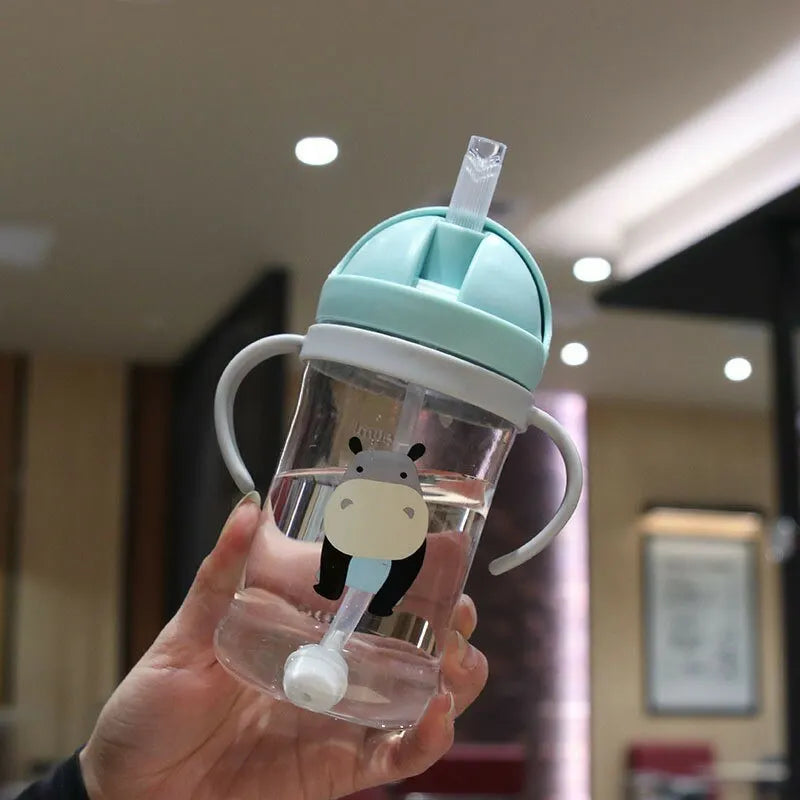 350ml Kids Drinking Cup - Feeding Bottle with Straw, Gravity Ball, Wide Caliber Design