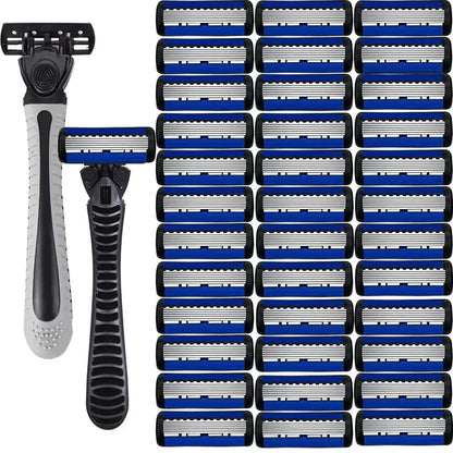 6-Layer Manual Safety Razor – Stainless Steel Double Edge Blade Shaver for Beard & Moustache Grooming