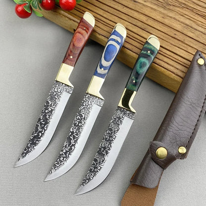 Forged Stainless Steel Boning & Meat Cleaver Knife – Mongolian Kitchen Hand Knife for Lamb, Steak, and Fruit with Cover
