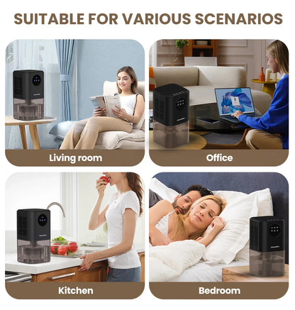 Portable Dehumidifier – 35oz Capacity, Silent Operation, Colorful Lights & Timer Switch for Home & Bedroom