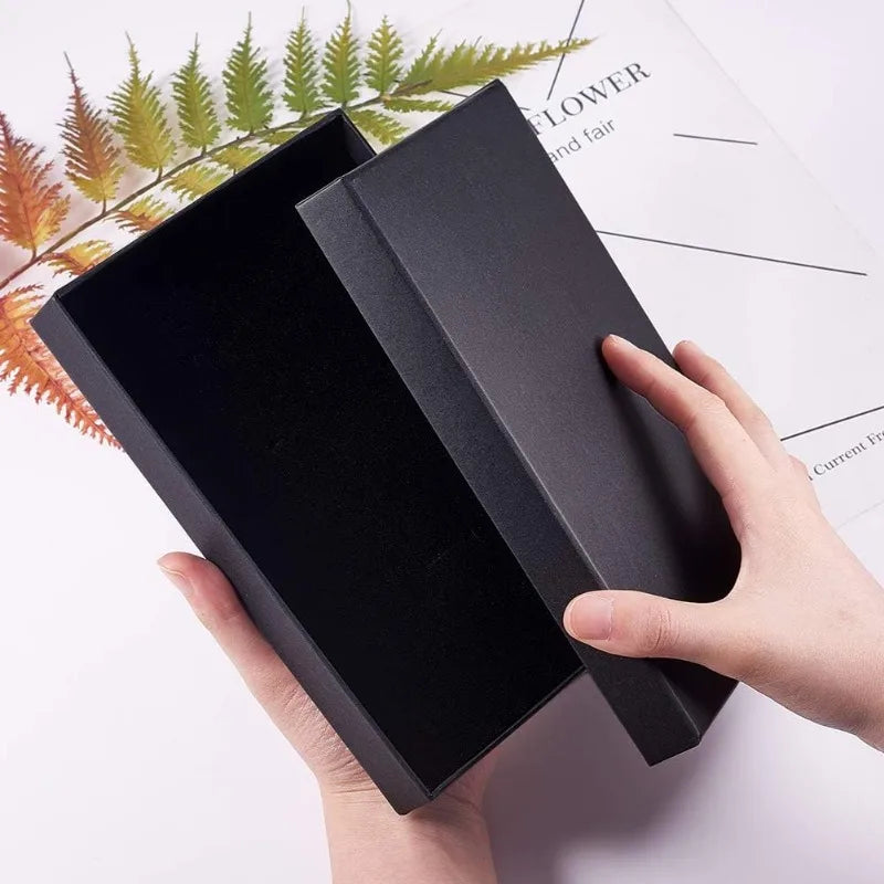 6-Pack Black Necklace Gift Boxes — 7.8x5x1.2" Kraft Cardboard Jewelry Boxes with Sponge for Necklace & Earrings, Mother’s Day Gift