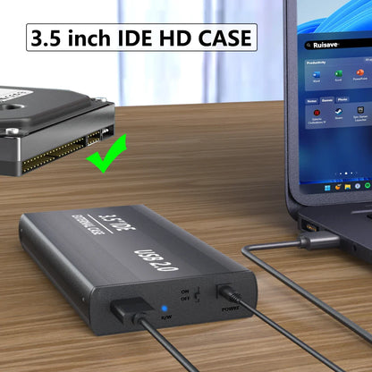 2.5"/3.5" IDE HDD External Enclosure — USB 2.0 Hard Drive Box for Desktop, PC, Laptop & Phone