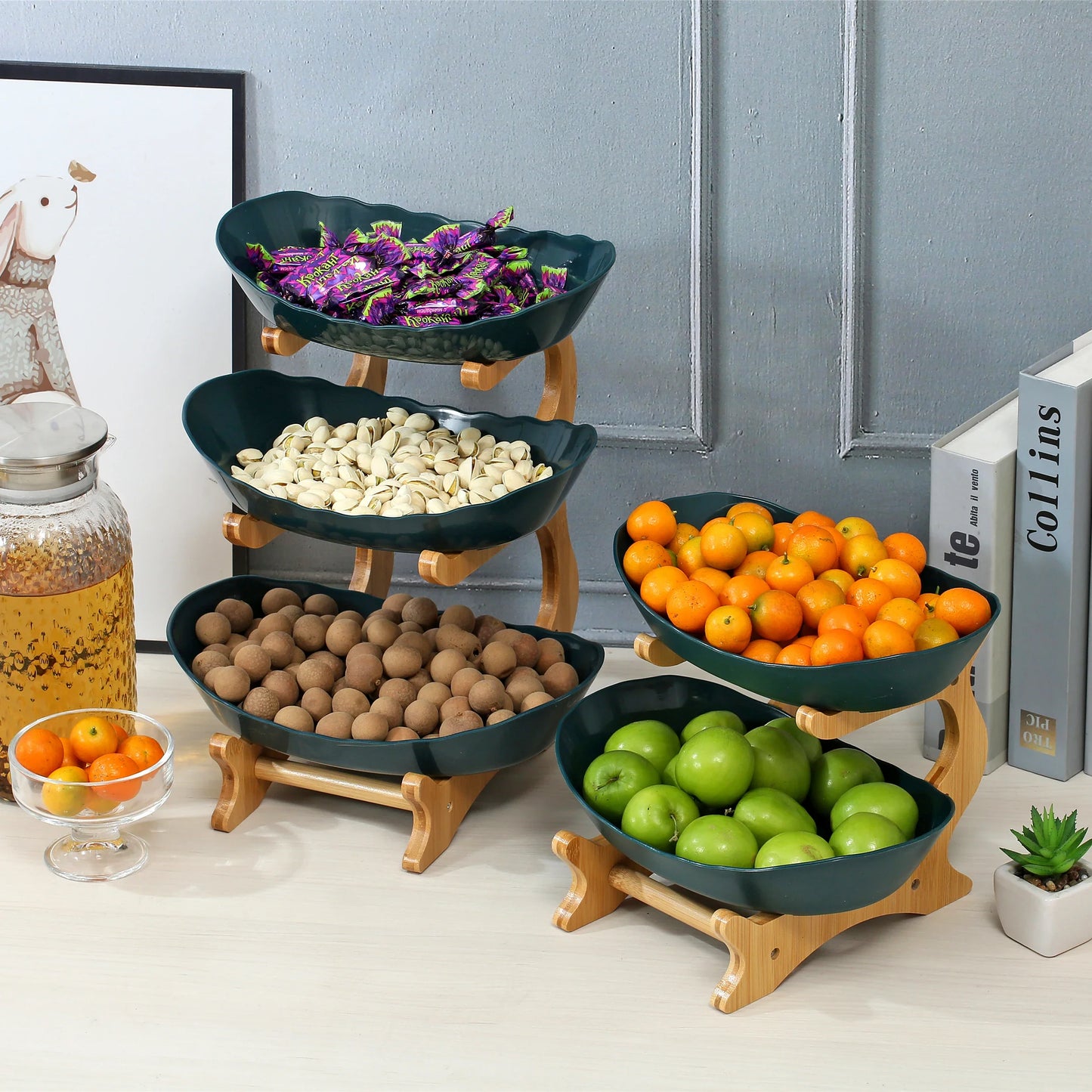 2/3 Layer Plastic Fruit Plate – Modern Snack Dish, Candy Dish & Cake Stand for Home & Living Room