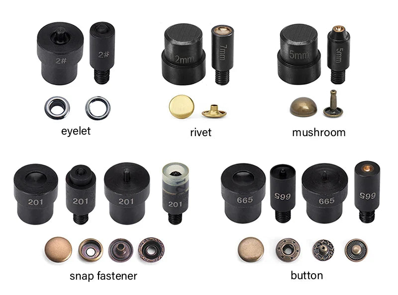 WUTA Manual Button Installation Tool – Mute Punching for Mushroom Rivets & Eyelets, DIY Hand Pressing Tool (With/Without Machine)