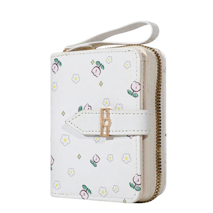Flower Patterned Credit Card Holder – Small Zipper Card Case Wallet for Women & Men, Handheld and Compact