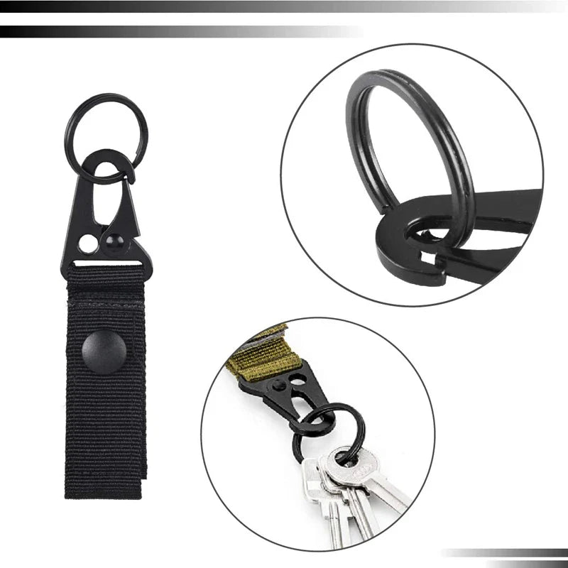 Tactical Molle Keychain with Metal Hook – Nylon Backpack Key Holder