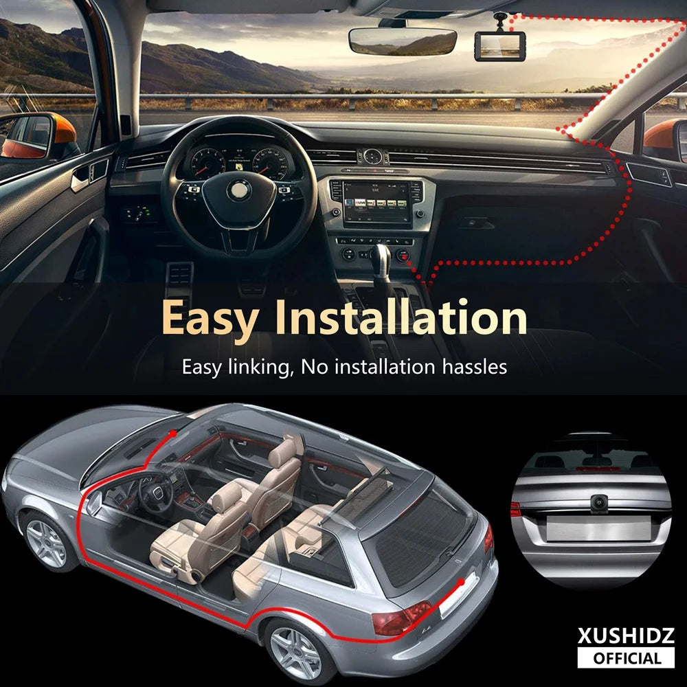 XUSHIDZ 1080P HD Dash Camera – Loop Recording, Night Vision, 24h Parking Monitor, G-Sensor Vehicle DVR Dashcam