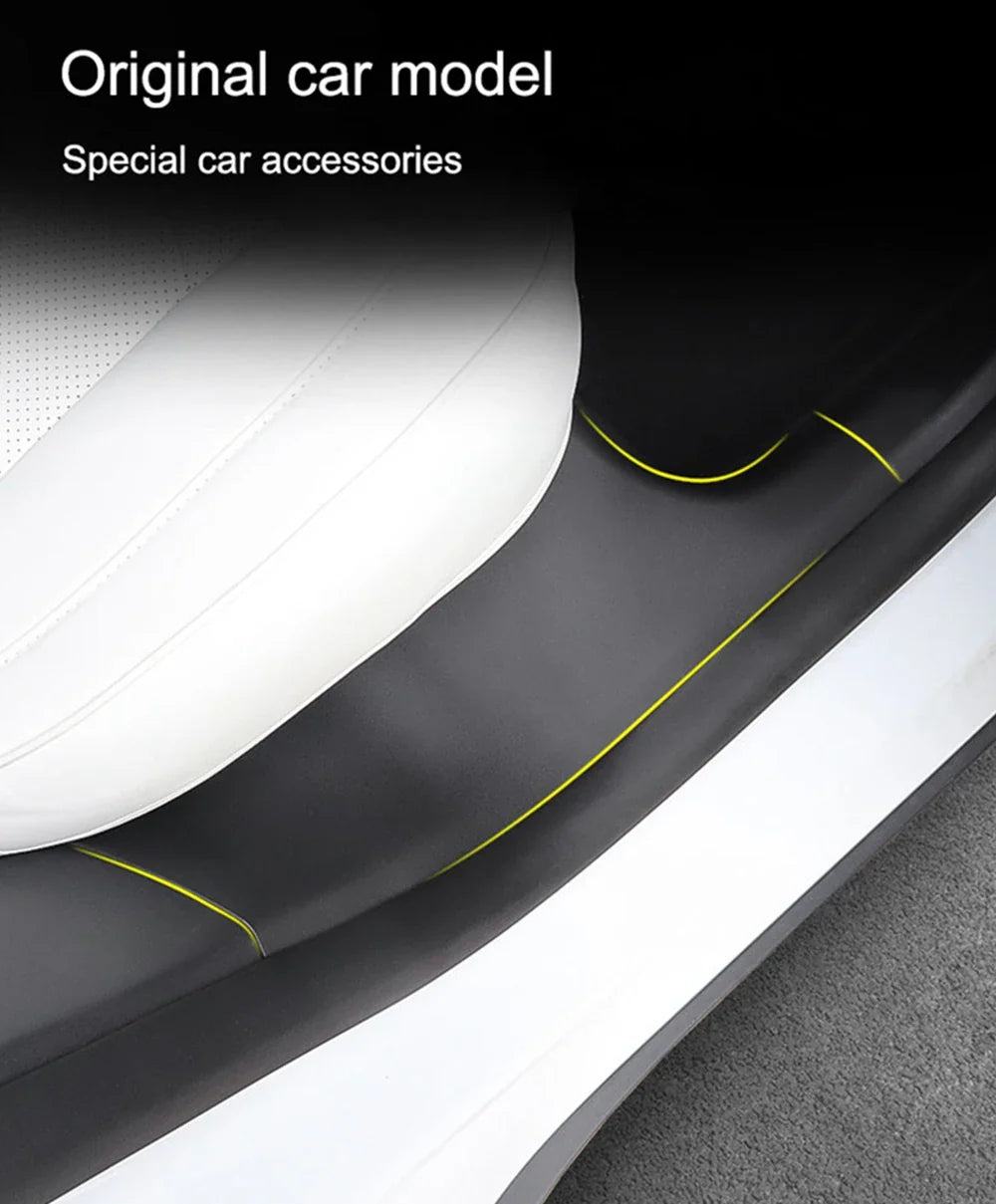 Rear Door Sill Cover for Tesla Model Y (2022–2024) – Anti-Dirty Kick Guards, Trim Protector Film & Welcome Pedal Pads