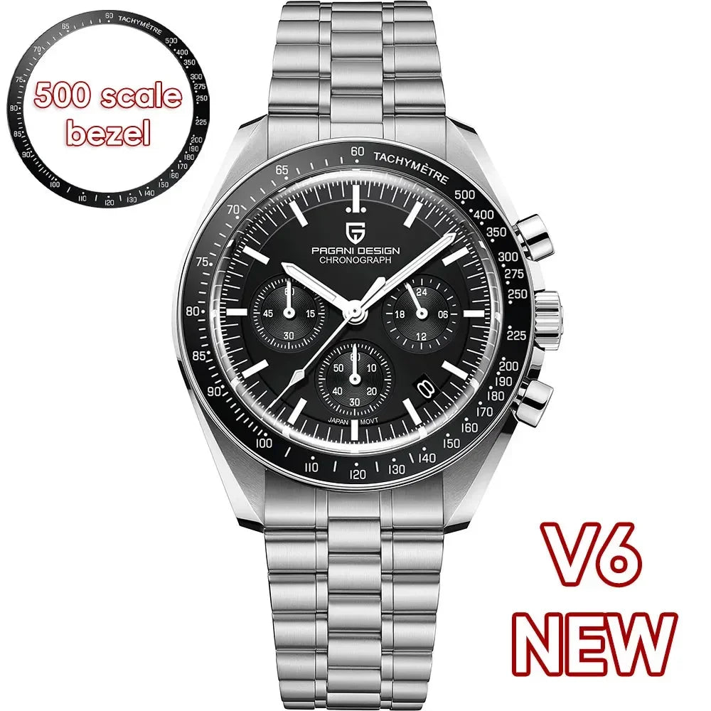 PAGANI DESIGN 2026 Men’s Luxury Quartz Chronograph Watch – AR Sapphire Crystal, Auto Date Speed Wristwatch
