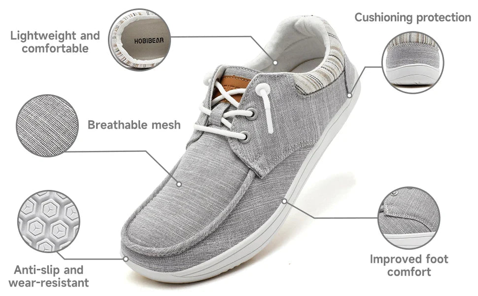 HOBIBEAR Men’s Barefoot Loafers – Lightweight Wide Toe Casual Sneakers for Women, Non-Slip Comfortable Boat Shoes   1/2