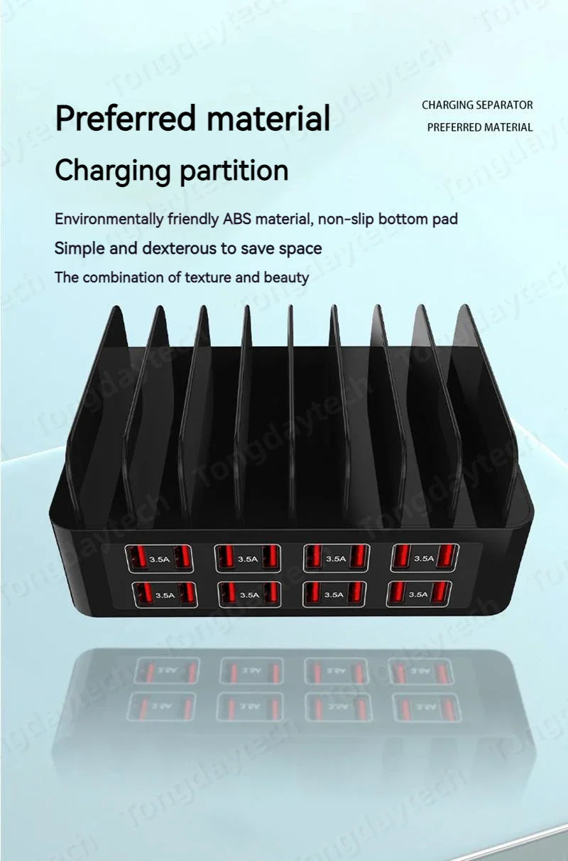 150W Universal Multi USB Fast Charger – 16-Port 3.5A Max Charging Station Stand for iPad, iPhone 14/13, Samsung S22, Xiaomi Tablet