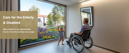 LUVODI LED Tilt Bathroom Mirror – Wheelchair Accessible Anti-Fog Barrier-Free Mirror with 3-Color Lights