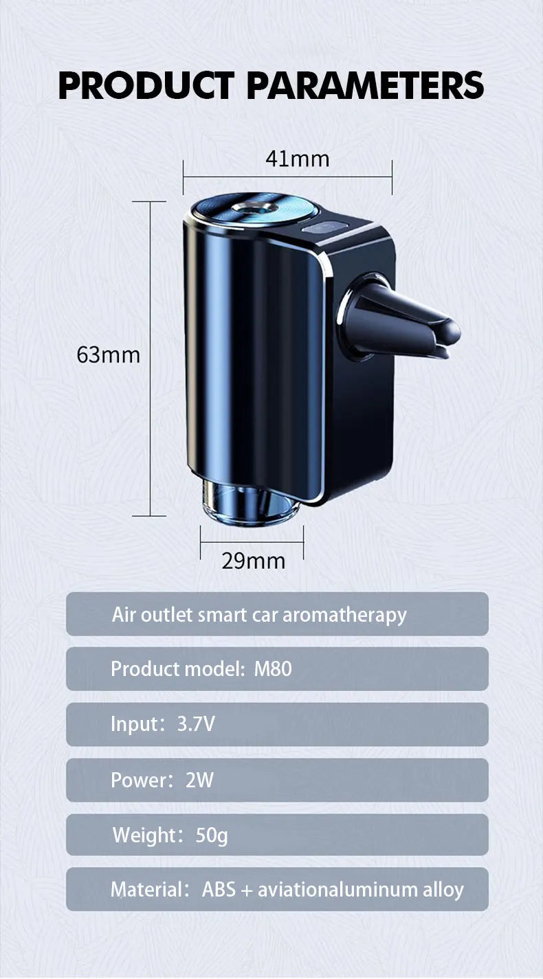 Smart Car Air Aromatherapy Diffuser – Adjustable Humidifier & Essential Oil Car Air Freshener