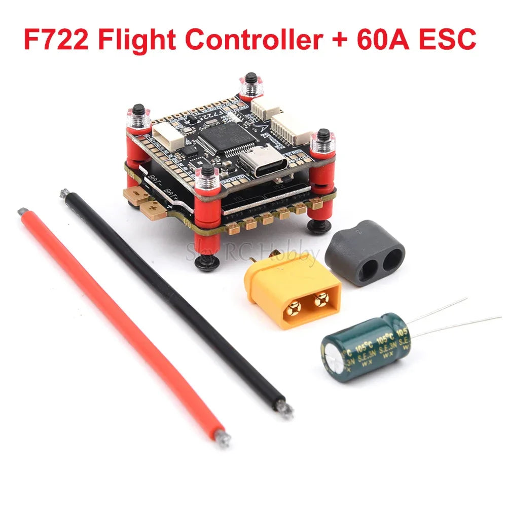 F405/F405HD & F7/F722 Flight Controller Stack with F4 V3S Plus FC + 60A 4-in-1 BLHeli_S ESC – 30.5×30.5mm for RC FPV Racing Drone