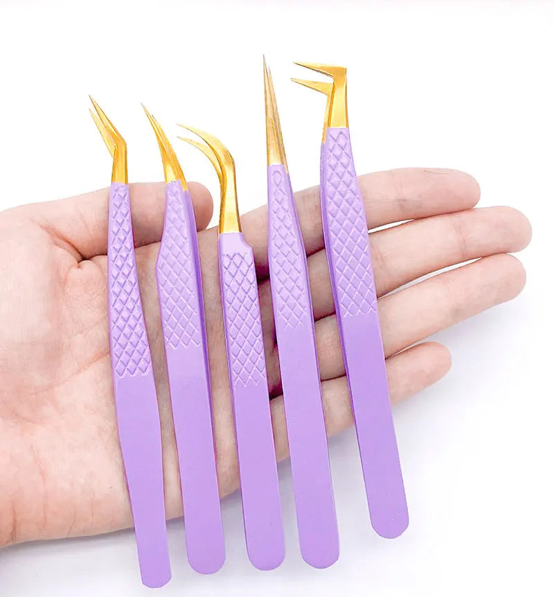 AILEISHI Eyelash Tweezers — Stainless Steel High Precision Anti-Static Extension Tool
