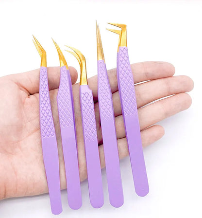 AILEISHI Eyelash Tweezers — Stainless Steel High Precision Anti-Static Extension Tool