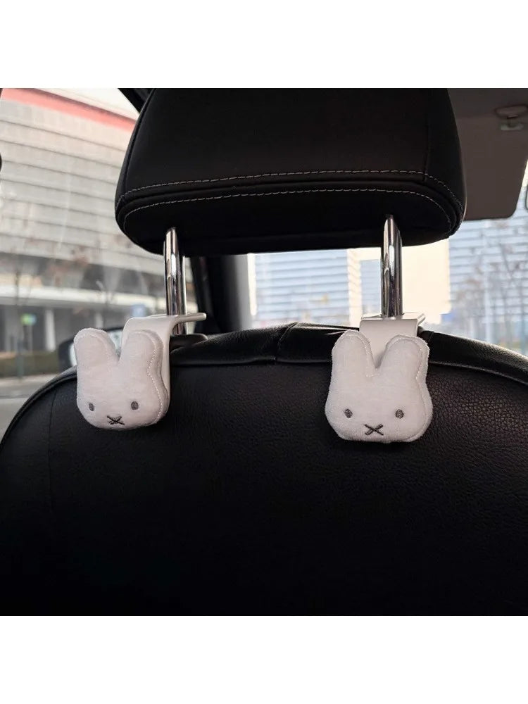 Miffy Rabbit Car Hook Set - 2PCS Cute Multifunctional Seat Backrest Storage Decor