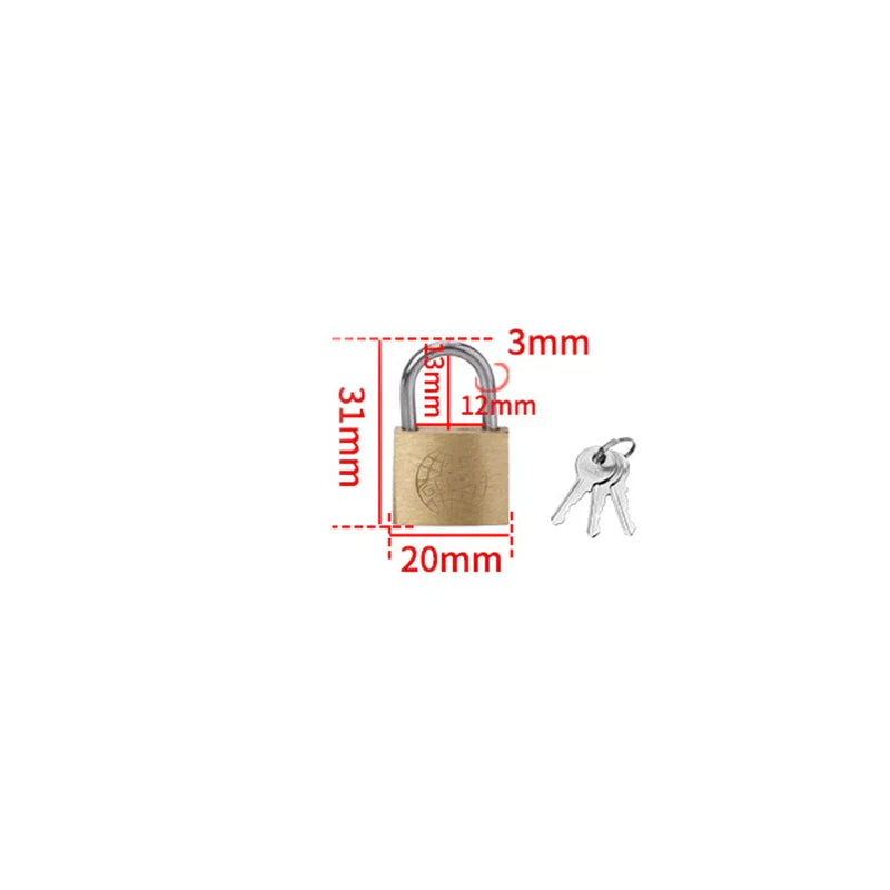 Copper Padlock Small Locks – Luggage, Case, and Locker Security with 3 Keys (20mm-50mm) for Home Improvement Hardware