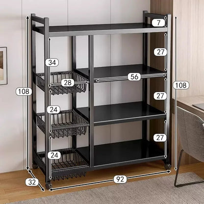 Multi-Tier Freestanding Kitchen Storage Shelf – Movable Vegetable, Snack & Grocery Organizer Rack, Bathroom Storage Solution