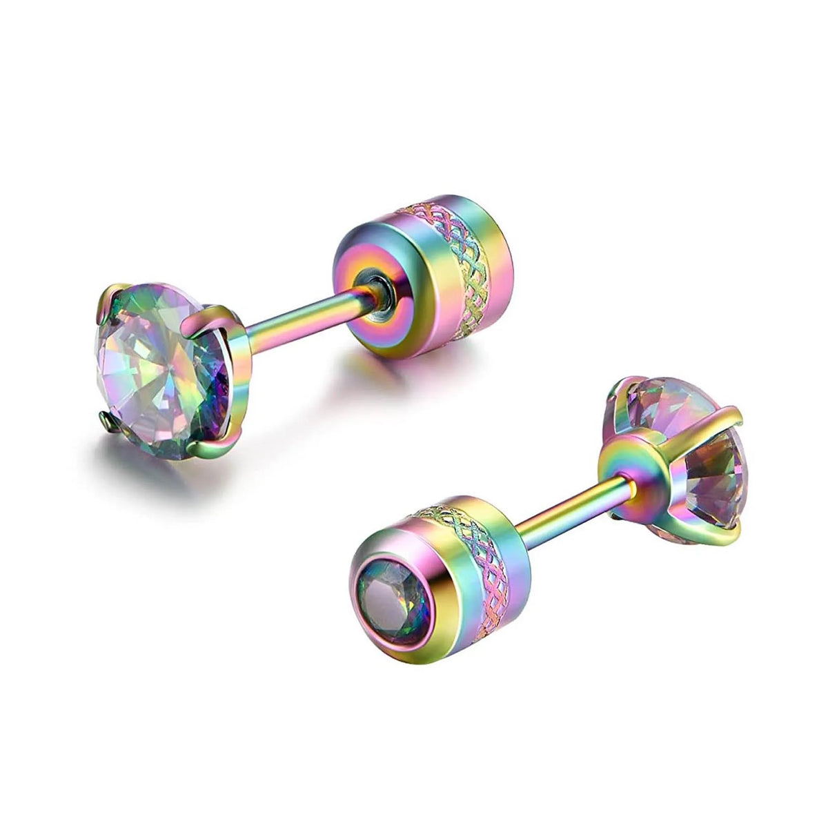 Medical Stainless Steel Crystal Zircon Ear Studs – Hypoallergenic Tragus & Cartilage Screw Piercing Earrings Jewelry