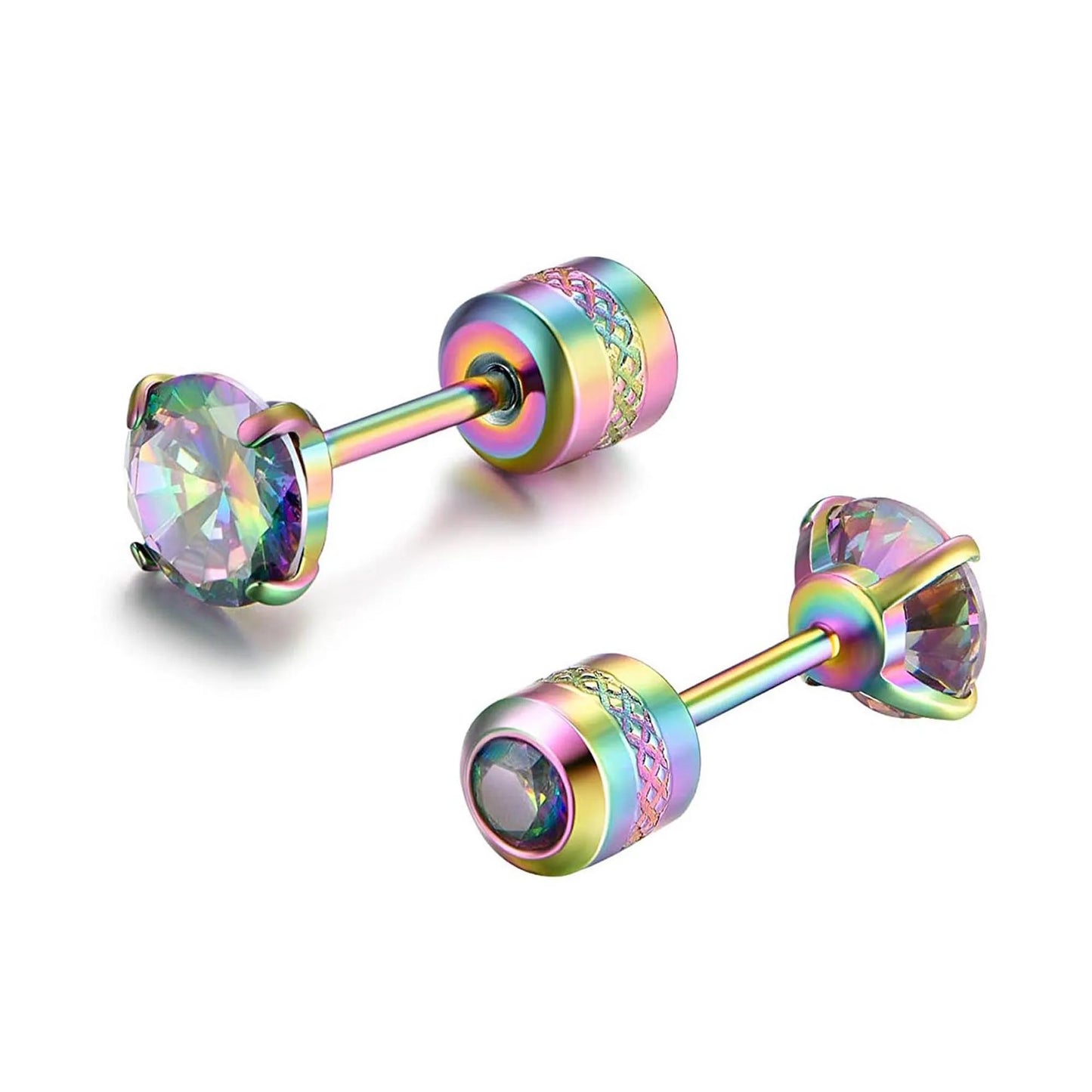 Medical Stainless Steel Zircon Ear Stud Earrings – Hypoallergenic Crystal Cartilage & Tragus Piercing Jewelry with Screw Back