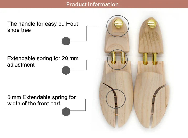 Adjustable Twin Tube Shoe Trees for Men & Women – New Zealand Pine Wood Shoe Shaper