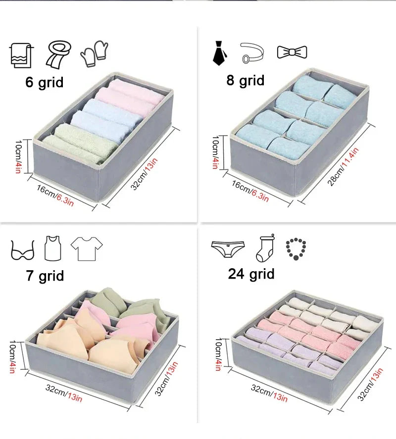 Foldable Underwear Drawer Organizer Box – Storage Case for Socks, Bras, Pants, Scarves, and Ties